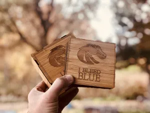 Solid Bamboo Coasters & Matching Box | BSU Broncos