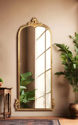 SPARKLINE CO. Antique Wall Mirror - Ornate Elliptical Design with Compressed Wooden Frame Vintage Wall Mount Mirror Makeup Elegant Hanging Glass Living Room Bedroom