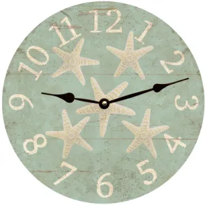 Starfish Clock-Seafoam Colored Rustic Beach Clock