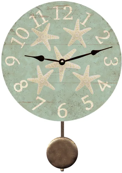 Starfish Clock-Seafoam Colored Rustic Beach Clock