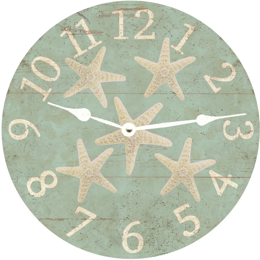 Starfish Clock-Seafoam Colored Rustic Beach Clock
