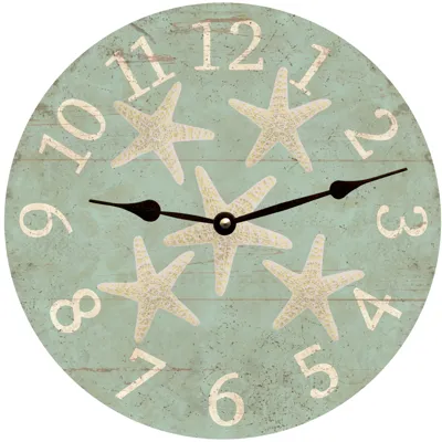 Starfish Clock-Seafoam Colored Rustic Beach Clock
