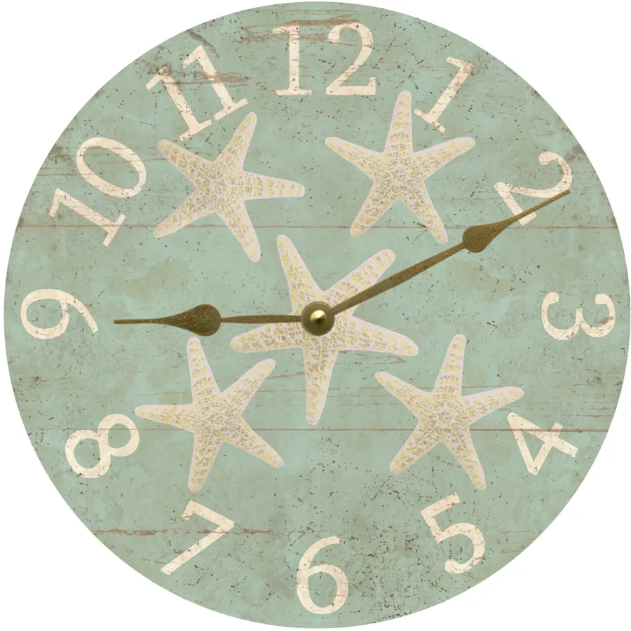 Starfish Clock-Seafoam Colored Rustic Beach Clock