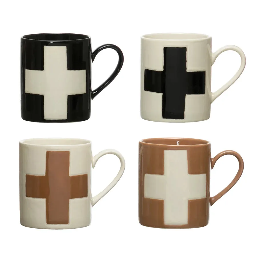 SWISS CROSS STONEWARE MUG