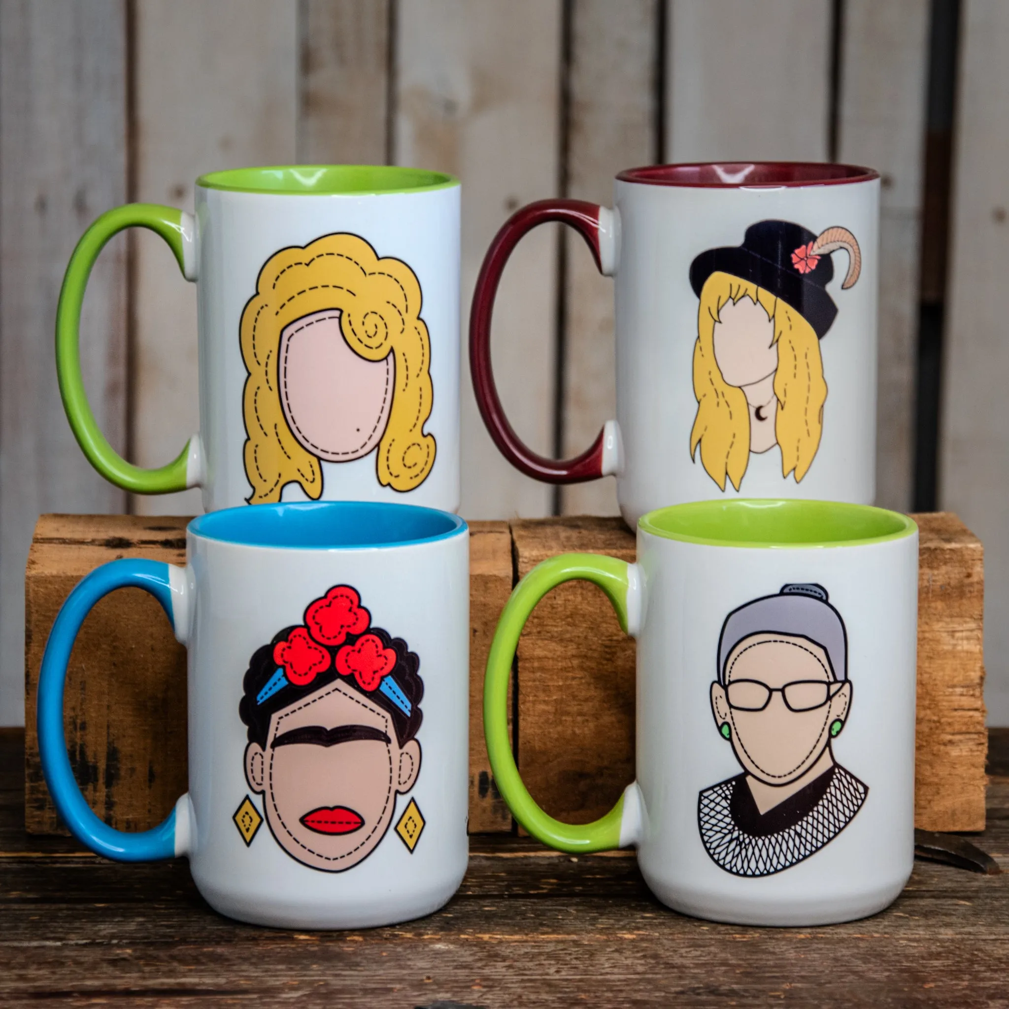 The Icon Series Mugs | The LARGE Coffee Cup | Hand printed original artwork mugs | Dolly
