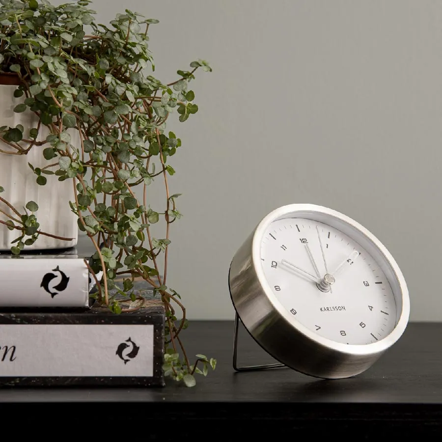 Tinge Alarm Clock - Silver/White