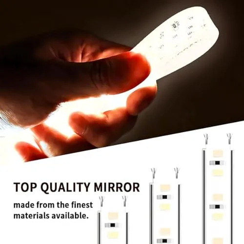 Touch LED Mirror Rectangular Touch Sensor LED Wall Mirror with 3 Light Modes – Perfect for Bedroom, Bathroom, and Living Room (18X24 (inch))