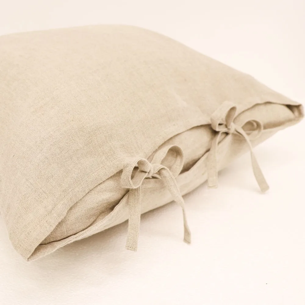 Tully Natural Luxury Bow Tied Lounge / Chair Cushion 55cm x 55cm