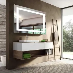 UNIQUE MIRROR led wall mirror for Bathroom and Bedroom with Three Leds Light-controlled wash mirror, anti-fog beautiful mirror, and three-color adjustable modern mirror and shape (24x30) inch W11.