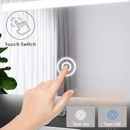 UNIQUE MIRROR led Wall Mirror with Touch Sensor for Bedroom, Living Room, Dining Room, Hallway, and Three Light Setting Modern led Mirror for Bedroom and Size (15x15).