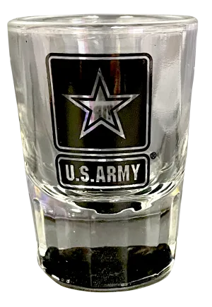 US Army Retired on 2 oz Clear Fluted Shot Glass