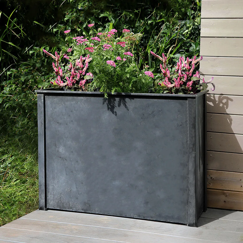 Vintage Zinc Tall Trough Planter
