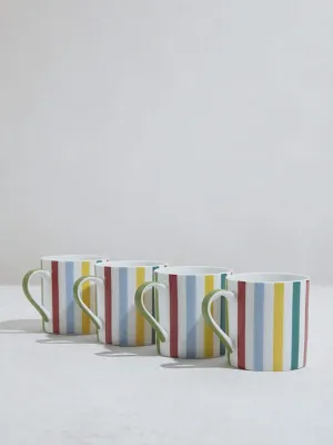 Westside Home Multicolour Striped Mugs (Set of 4)