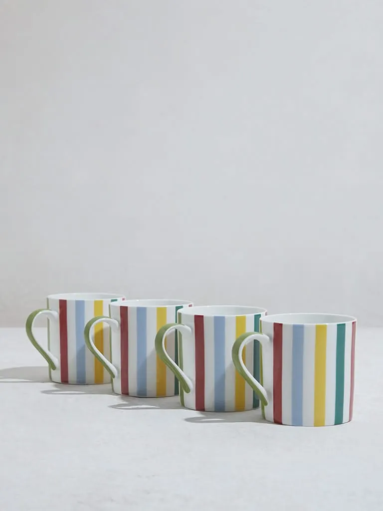 Westside Home Multicolour Striped Mugs (Set of 4)
