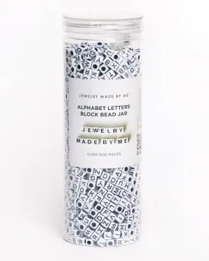 White Block Letter Alphabet DIY Bead Jar
