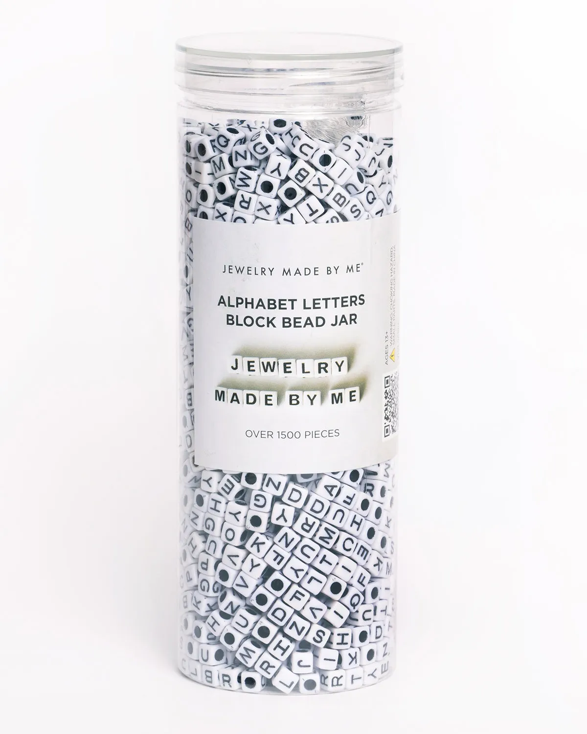 White Block Letter Alphabet DIY Bead Jar
