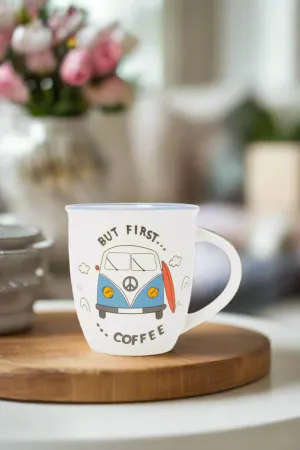 White But First Coffe Printed Mug