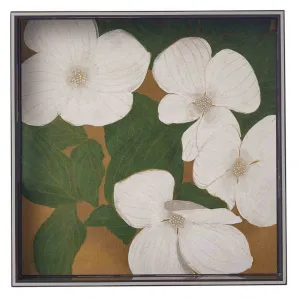 White Dogwood 15 Square Lacquer Art Serving Tray