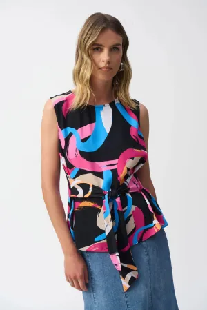 Whitlee Woven Abstract Print Sleeveless Fit and Flare Top -Joseph Ribkoff 251170
