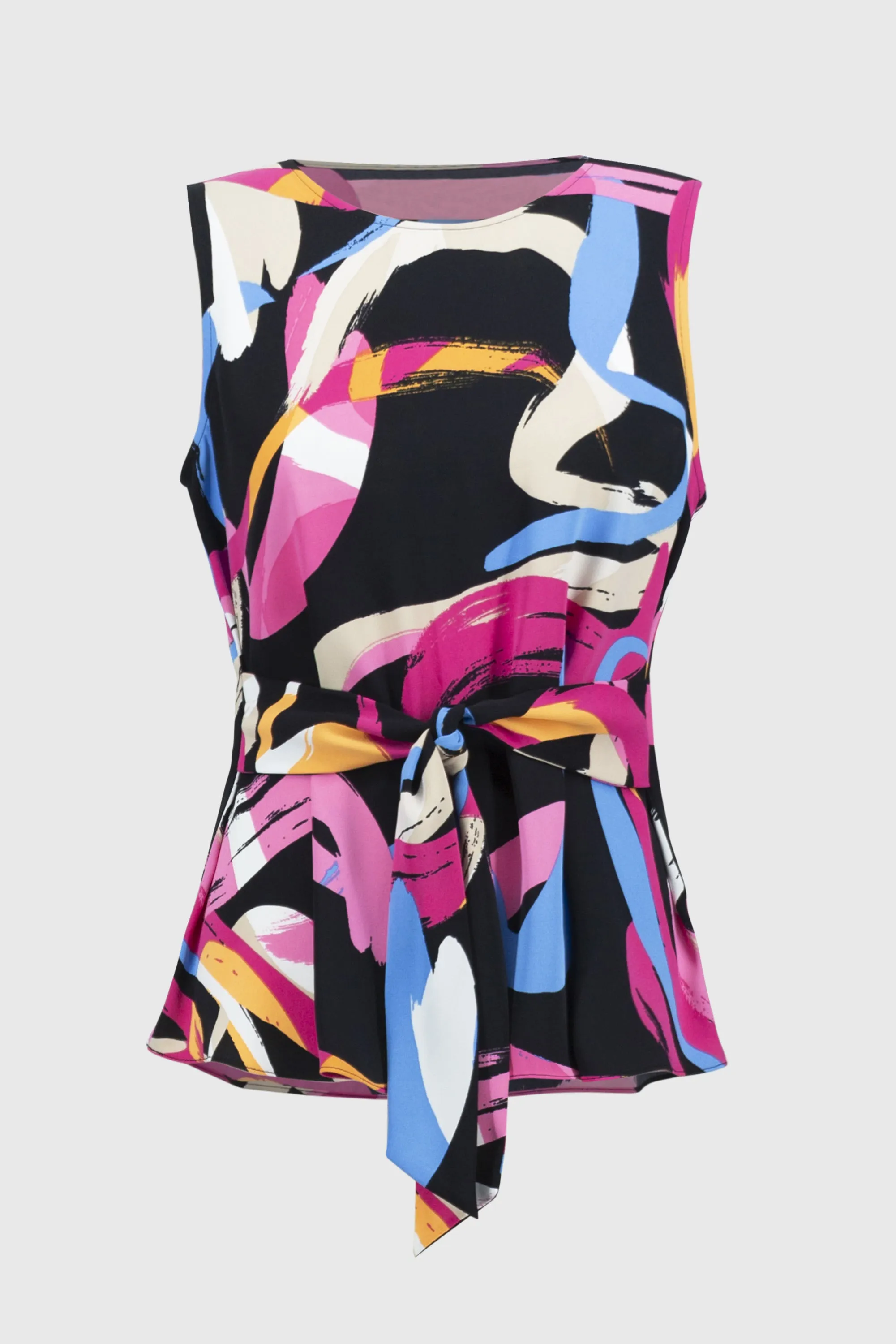 Whitlee Woven Abstract Print Sleeveless Fit and Flare Top -Joseph Ribkoff 251170