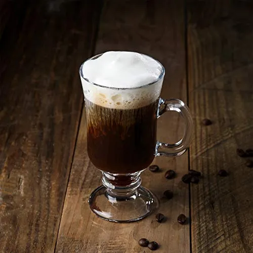 Whole Housewares Glass Irish Coffee Mug Set 8oz Set of 4 Durable Glassware