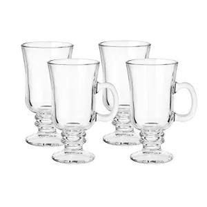 Whole Housewares Glass Irish Coffee Mug Set 8oz Set of 4 Durable Glassware