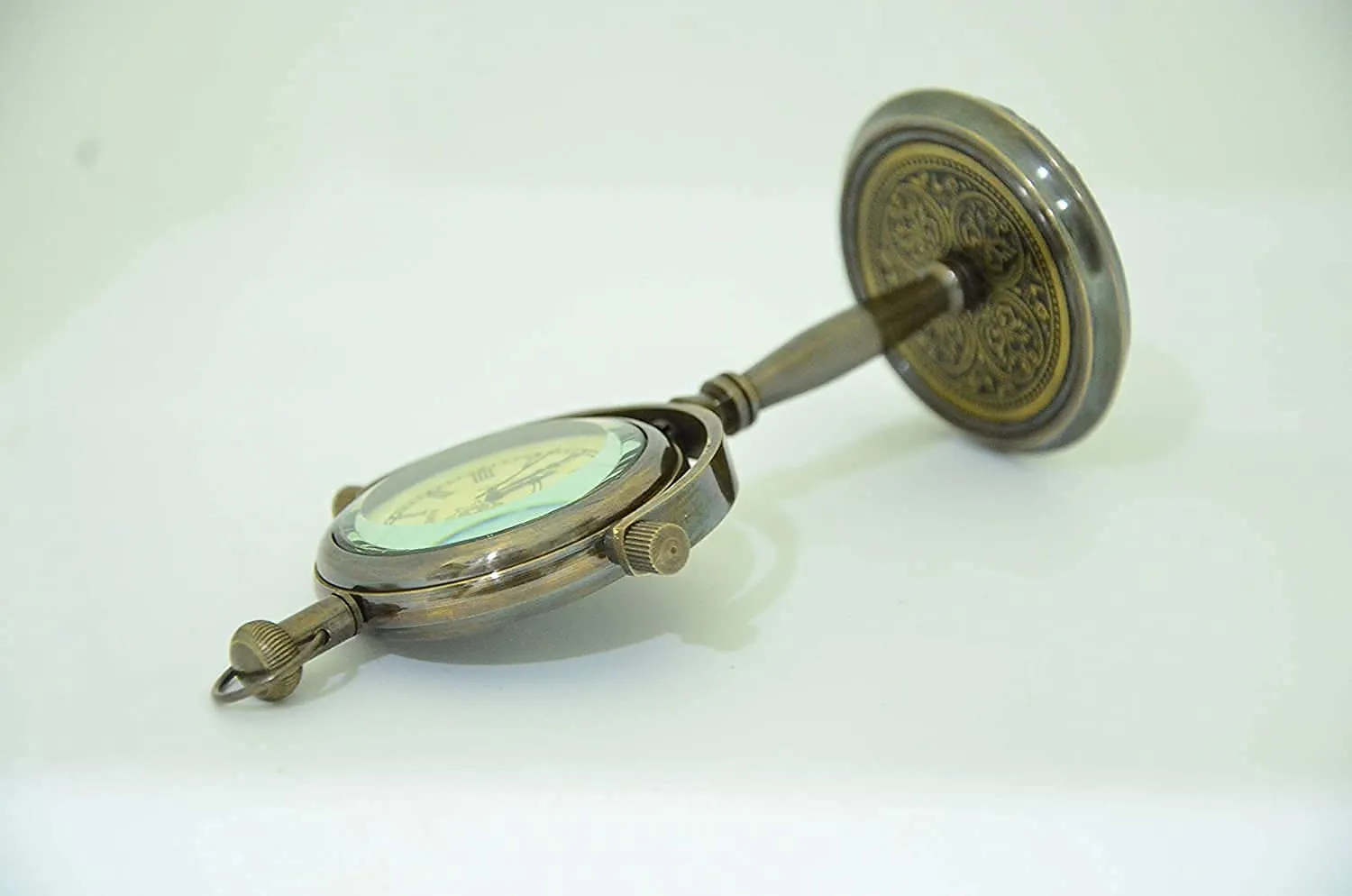 WinMart Nautical_Brass Victoria London 1876 Desk and Shelf Clock Roman Dial Nautical Clock, Engraved Design for Gift, Study Table, Office, Bedroom, Kitchen, Home Decor Handmade