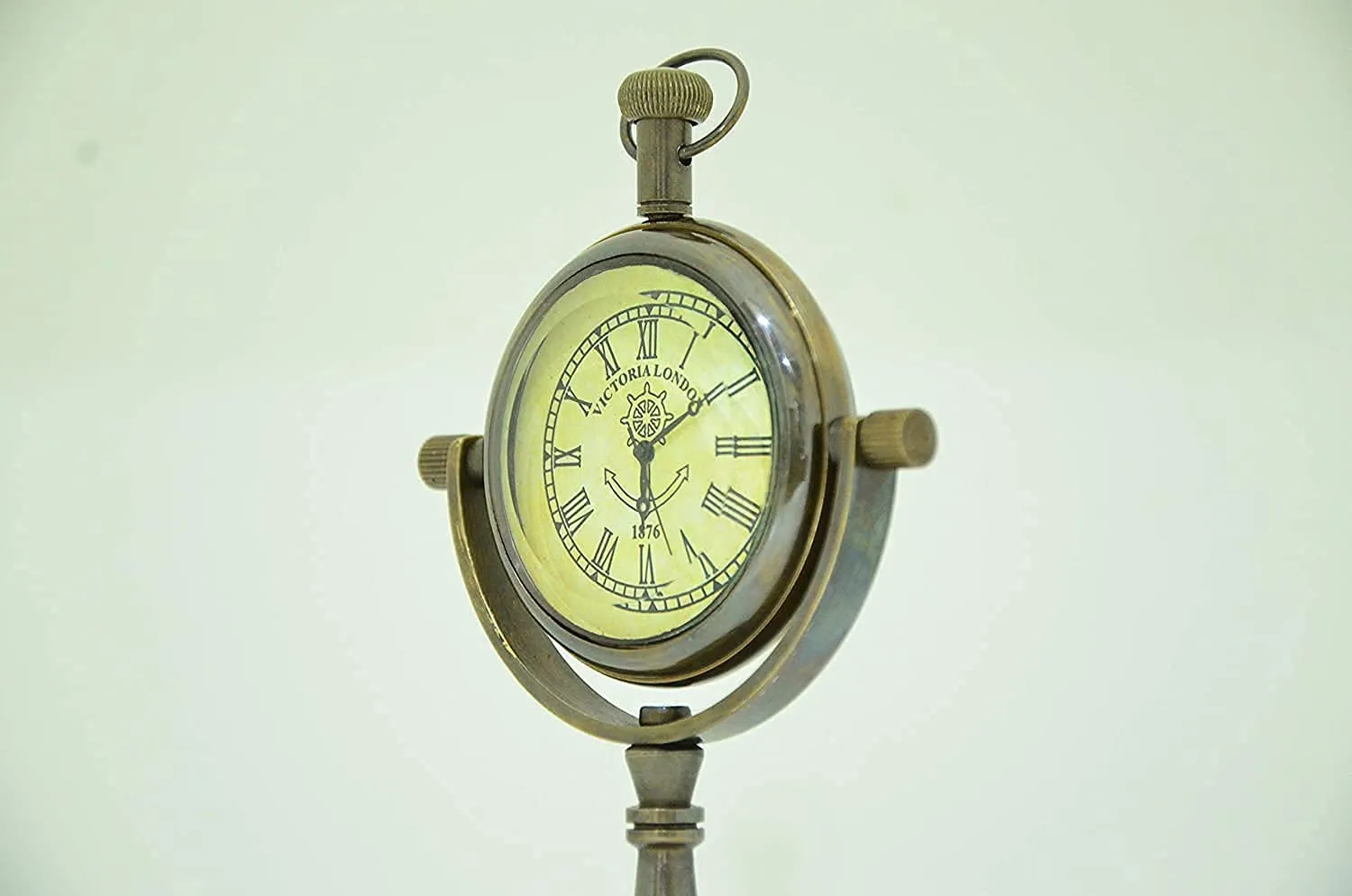 WinMart Nautical_Brass Victoria London 1876 Desk and Shelf Clock Roman Dial Nautical Clock, Engraved Design for Gift, Study Table, Office, Bedroom, Kitchen, Home Decor Handmade