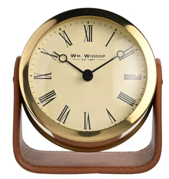WM.WIDDOP GOLD MANTEL CLOCK ON STAND
