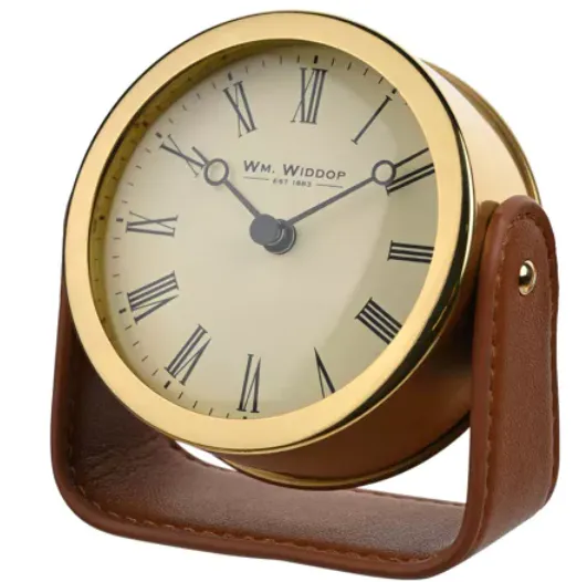 WM.WIDDOP GOLD MANTEL CLOCK ON STAND