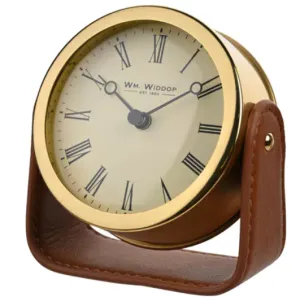 WM.WIDDOP GOLD MANTEL CLOCK ON STAND